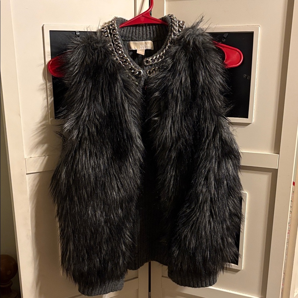 MICHAEL Michael Kors Gray Knit Vest with Chain Accent